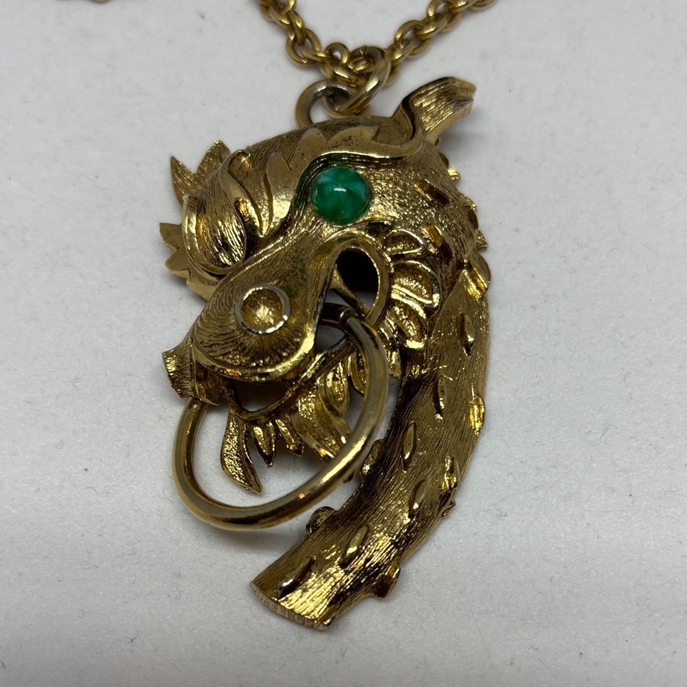 Gold Plated Dragon Pendant Necklace